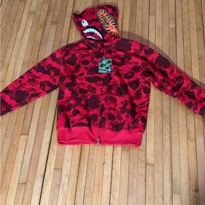 Red Camo Bape hoodie fullzip up